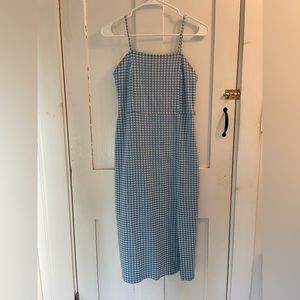 Zara Blue Plaid Dress With Slit, Size Medium